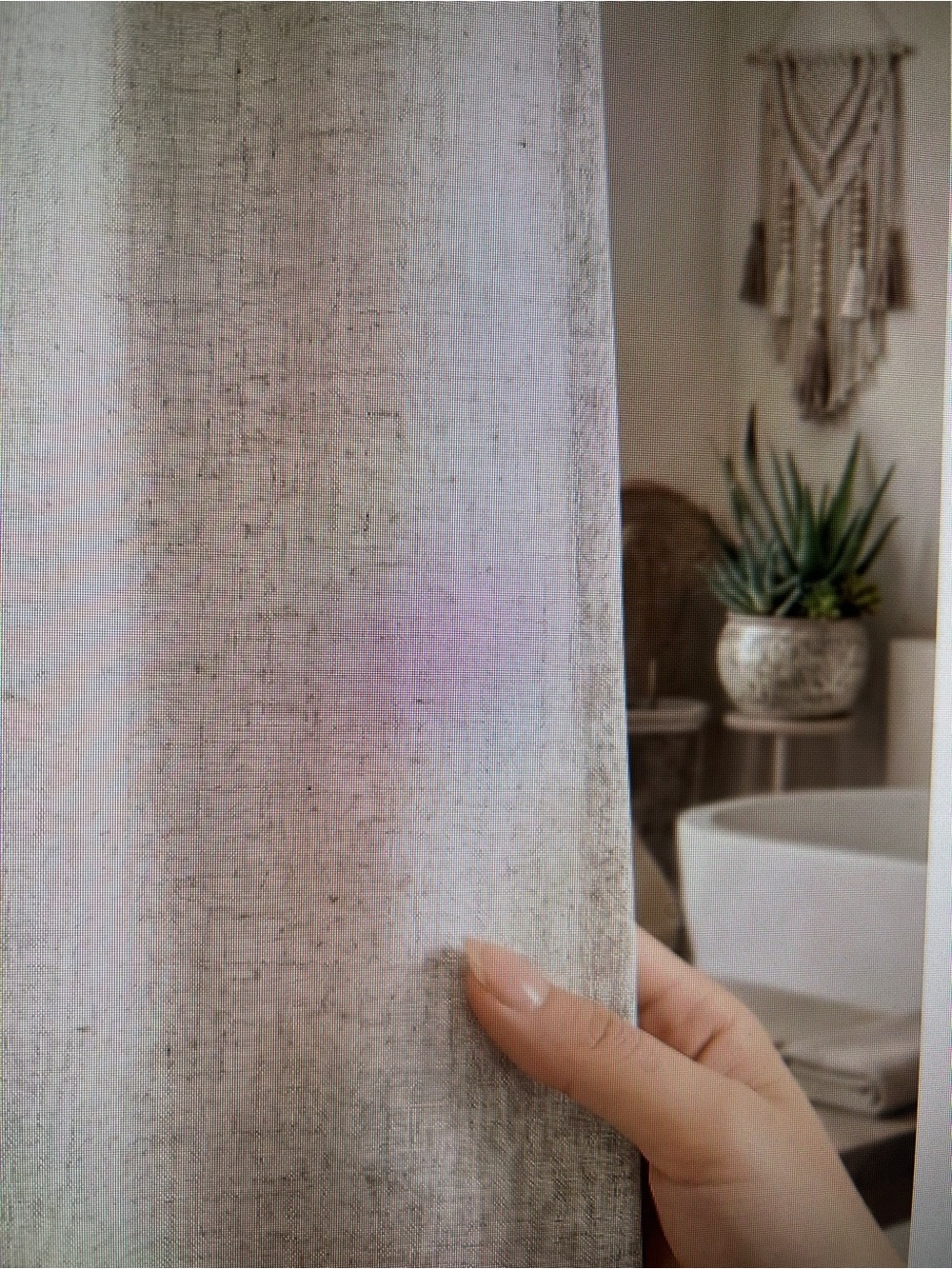 Natural Linen Shower Curtain - Farmhouse Bathroom Decor Soft Sand color